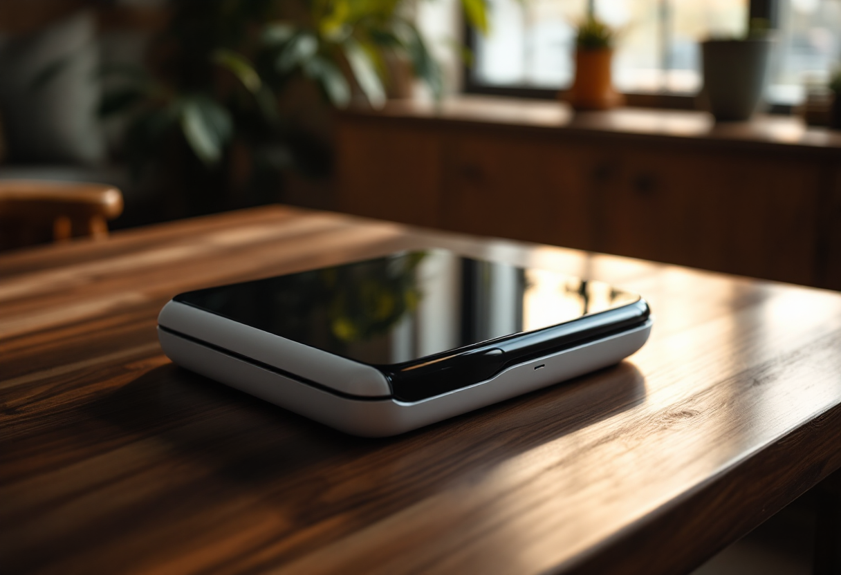 Giocatore con console portatile in un ambiente all'aperto