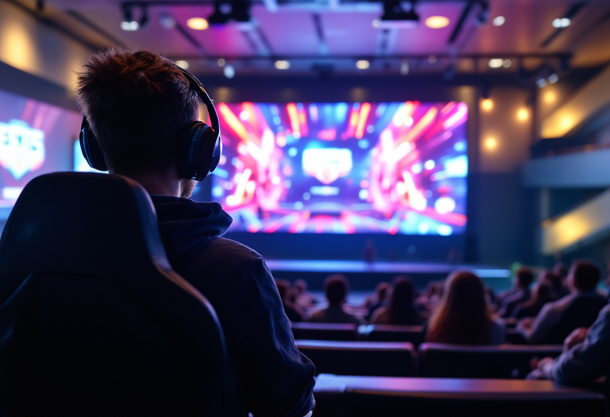 Giocatori di esports universitari in azione durante un torneo