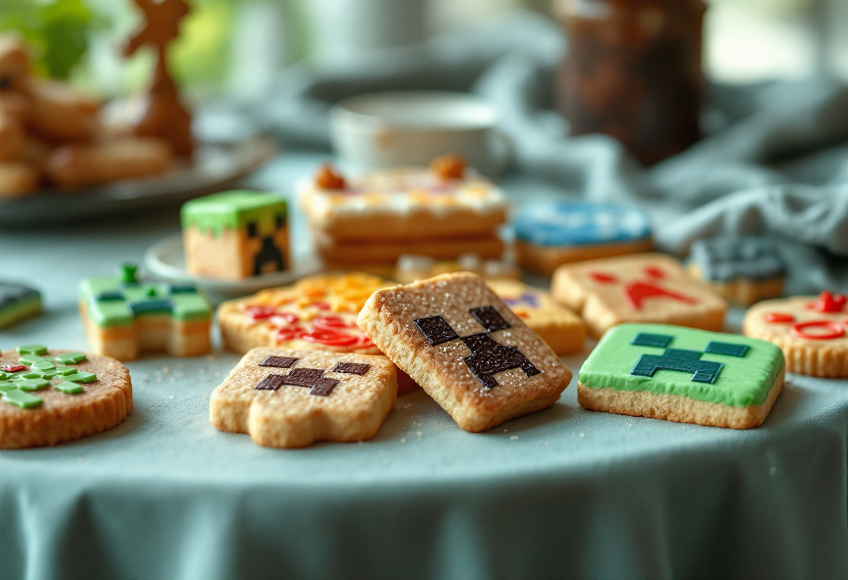 Immagine di OREO ispirato a Minecraft con blocchi di biscotto