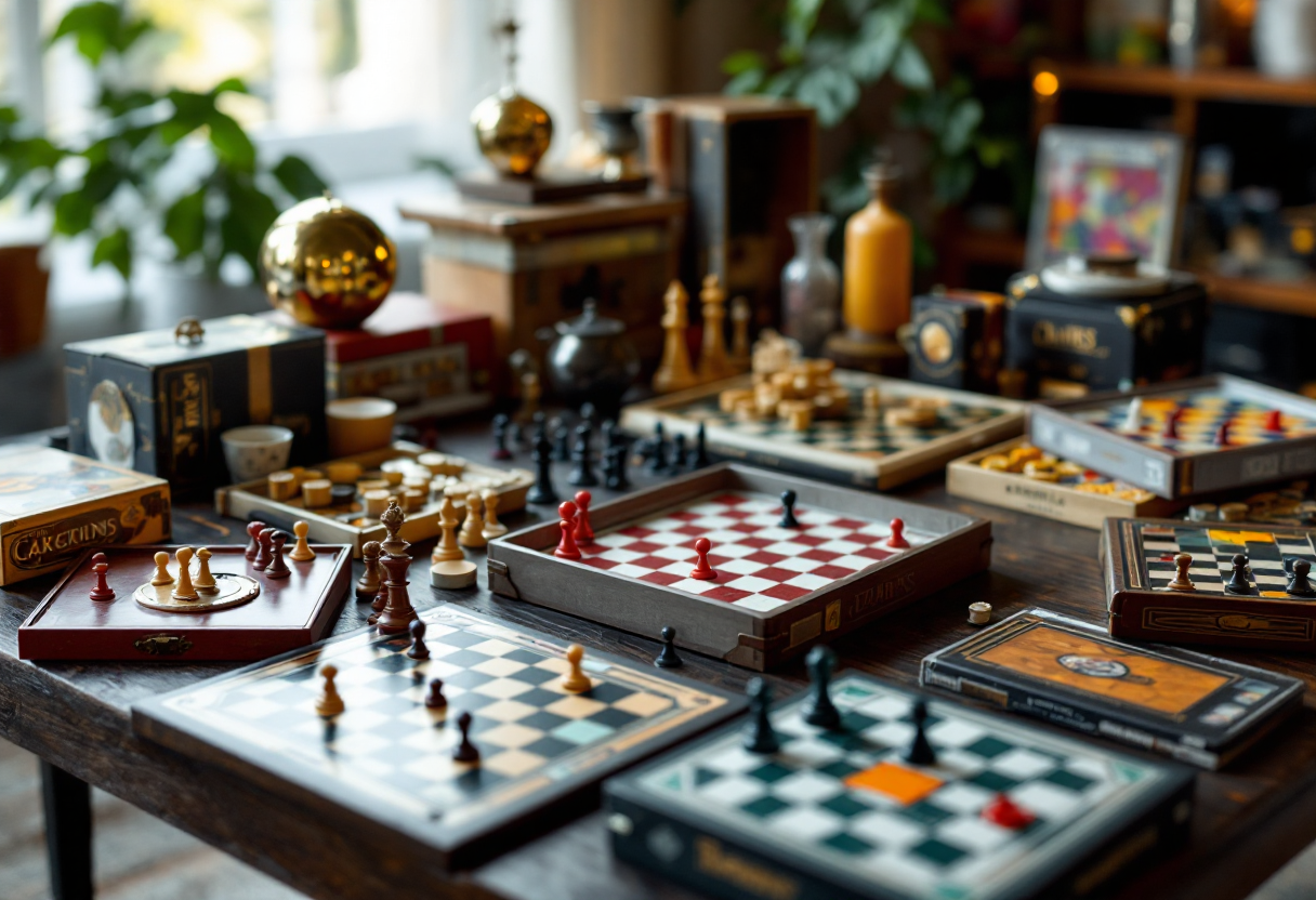 Giocatori intenti a divertirsi con giochi da tavolo