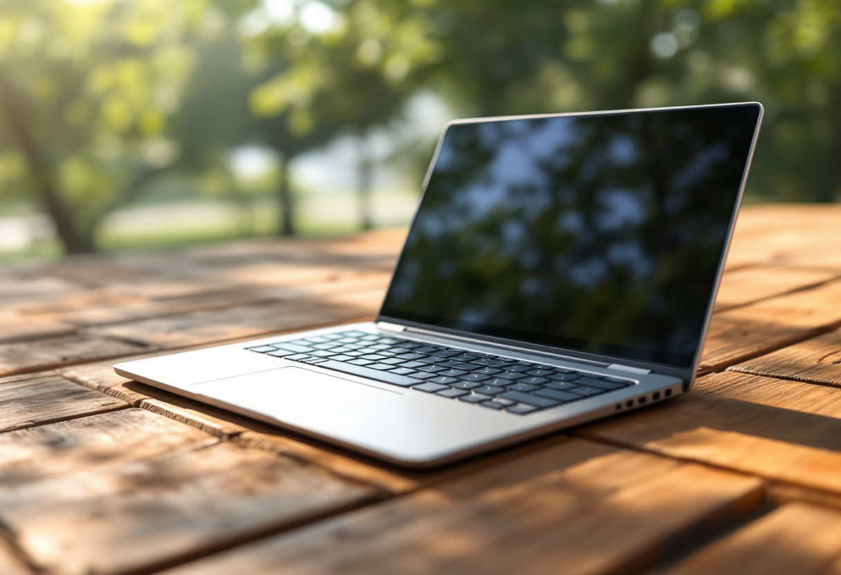 Laptop Yoga Solar PC di Lenovo in un ambiente ecologico